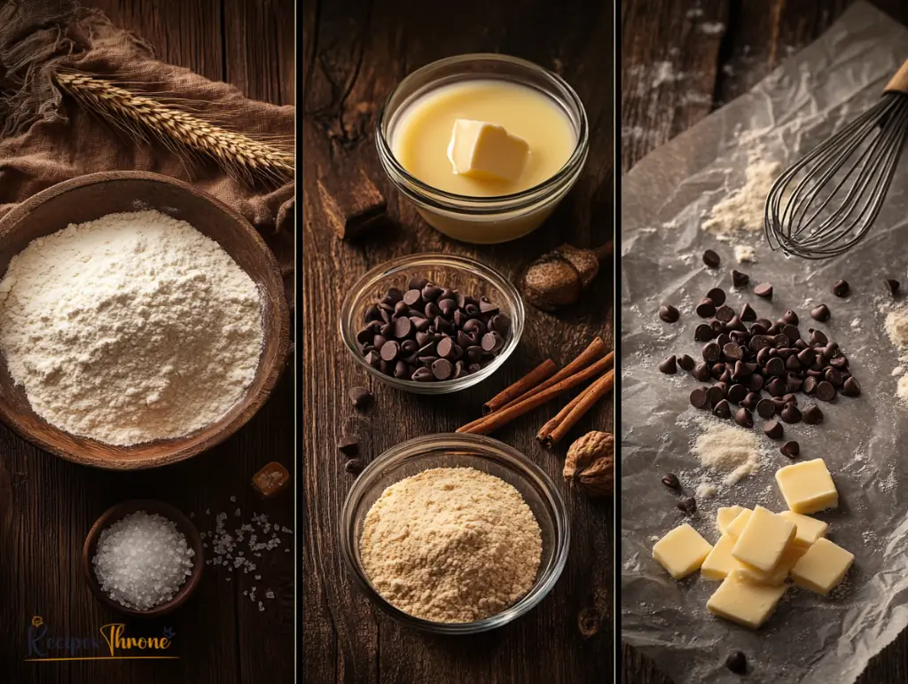 Ingredients for eggless chocolate chip cookies