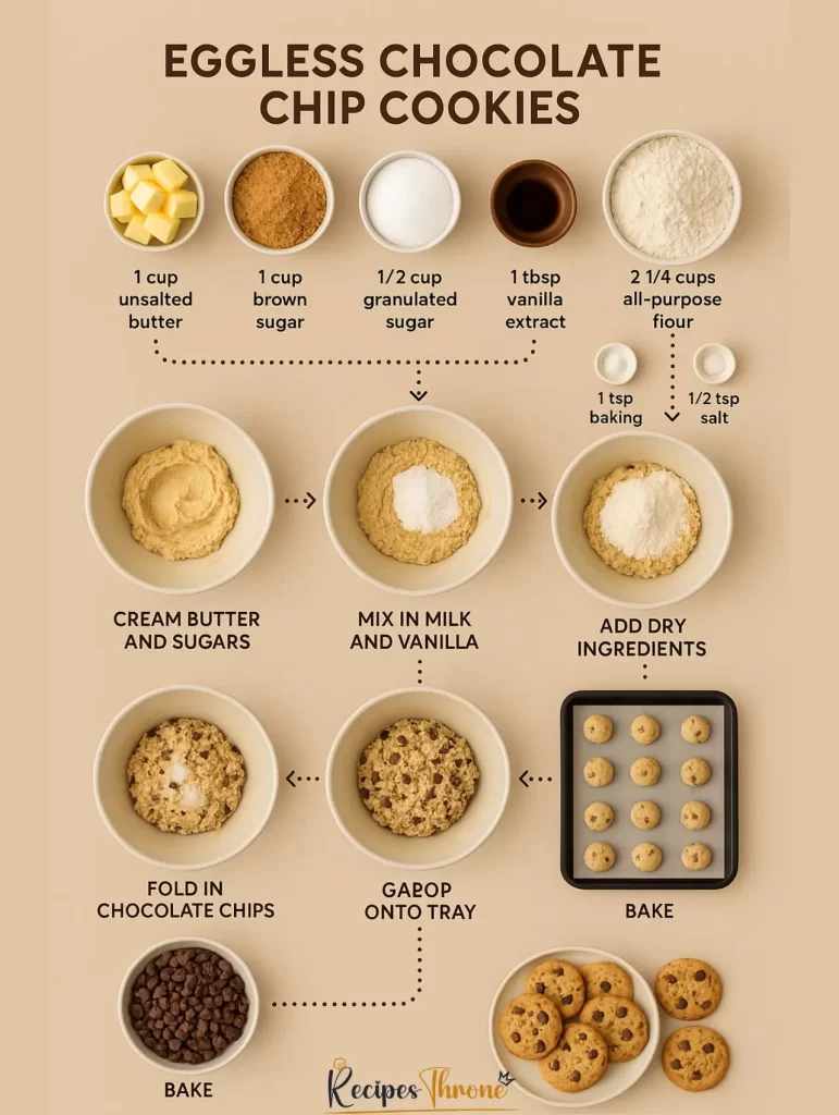 Step-by-step guide to making eggless chocolate chip cookies
