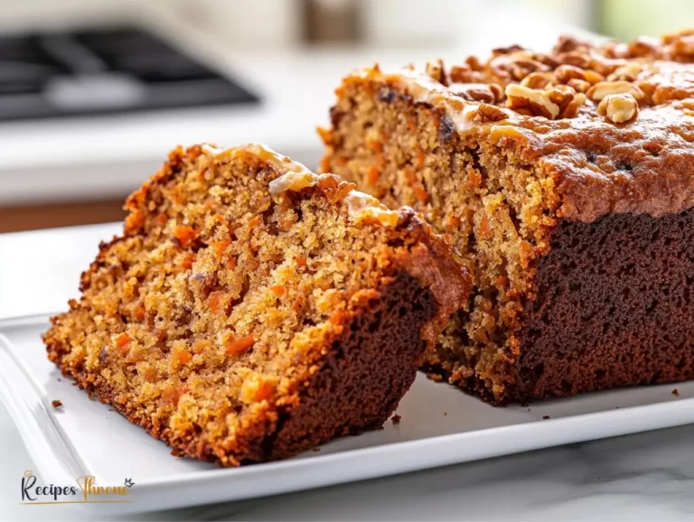 Close up of moist carrot cake loaf