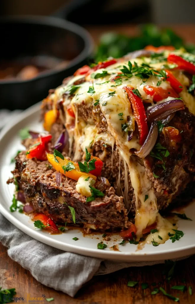 Philly cheesesteak meatloaf combines the flavors of a classic sandwich with homestyle meatloaf. Easy, cheesy, and perfect for family dinners.