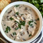 Easy Chicken Slow Cooker Mushroom Soup – Diabetic-Friendly 12 Chicken slow cooker mushroom soup in a cozy bowl