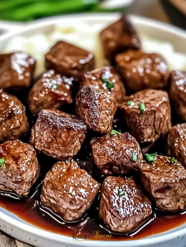 Easy CrockPot Steak Bites Recipe 2 CrockPot steak bites dinner plate