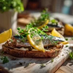 sardine toast summer lunch table