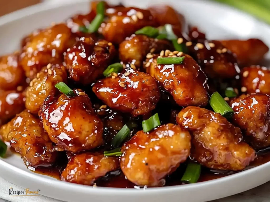 Asian-Style Crispy Garlic Chicken with jasmine rice