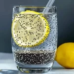 Chia Seeds Water in a glass with lemon